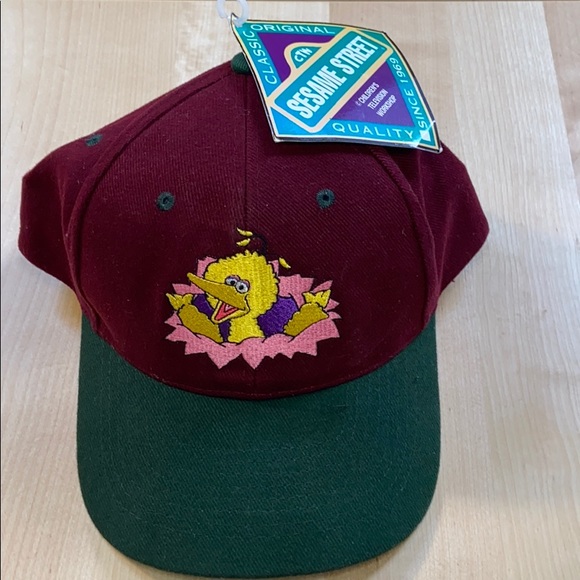 VTG Sesame Street Big Bird Cap Burgundy Snapback - Picture 1 of 5